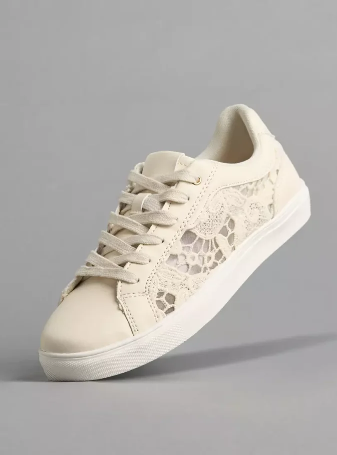Lace Detail Lace-Up Sneakers-1