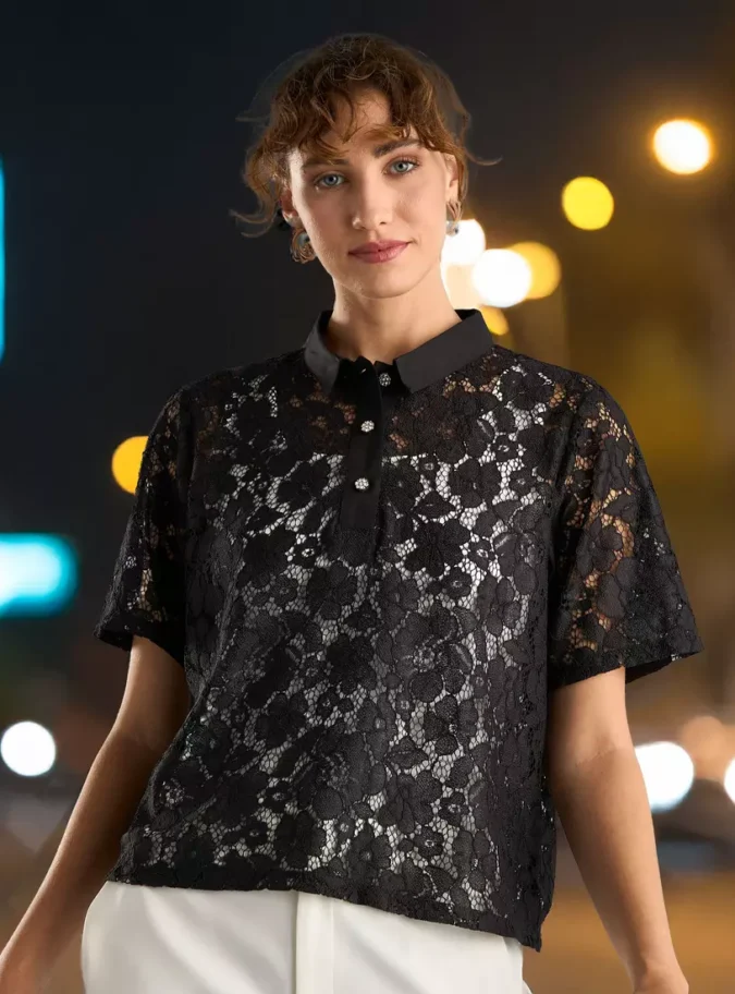 Laced Collared Top-1