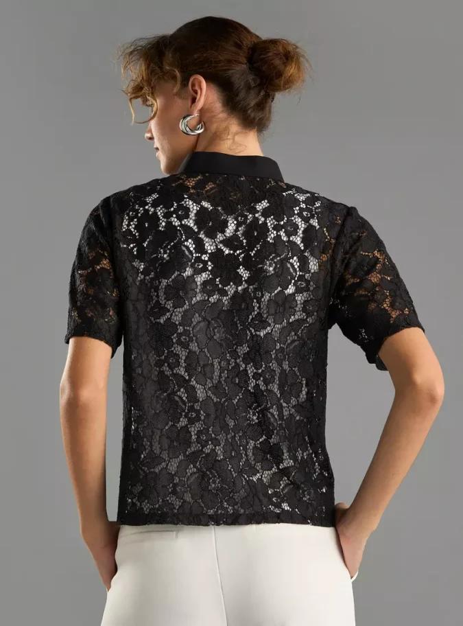 Laced Collared Top-3