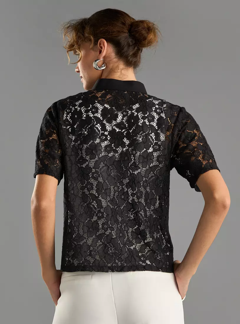 Laced Collared Top-3