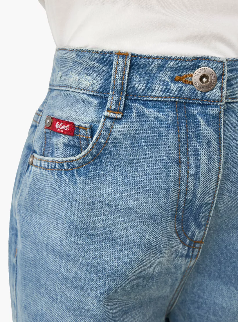 Lee Cooper Solid Jeans with Button Closure and Pockets-4