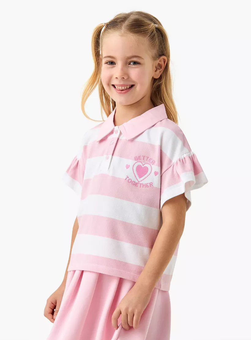 Lee Cooper Striped Polo T-shirt and Pleated Skirt Set-2