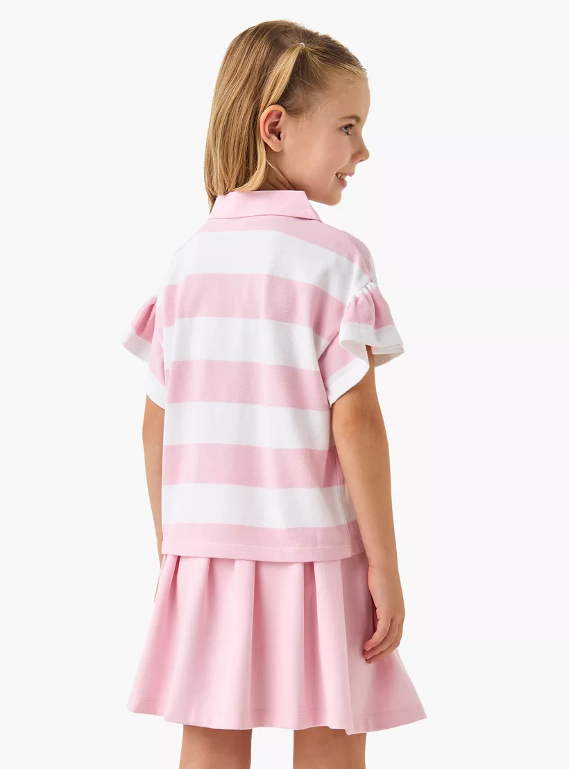 Lee Cooper Striped Polo T-shirt and Pleated Skirt Set-4