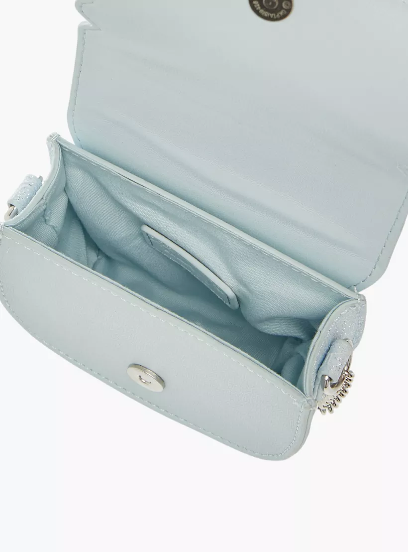 Little Missy Bow Accent Crossbody Bag with Chain Strap and Button Closure-4