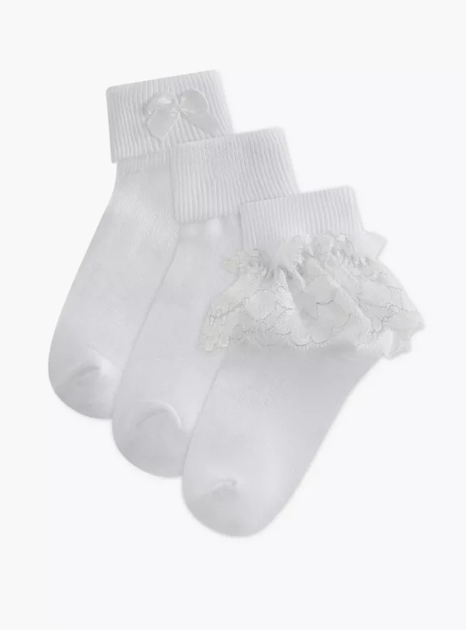 Little Missy Non-Terry Ankle Length Socks - Set of 3-1