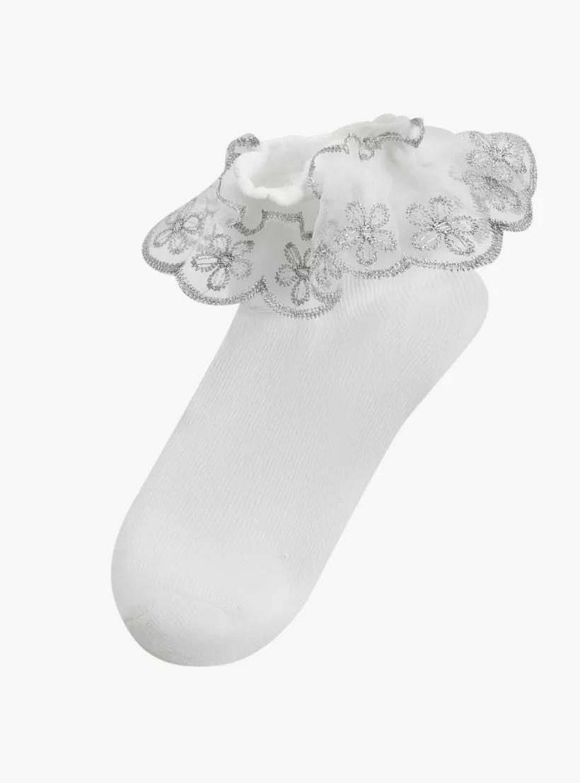 Little Missy Ruffle Detail Ankle Length Socks - Set of 2-2