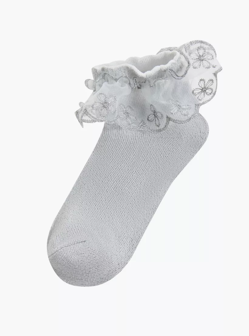 Little Missy Ruffle Detail Ankle Length Socks - Set of 2-3