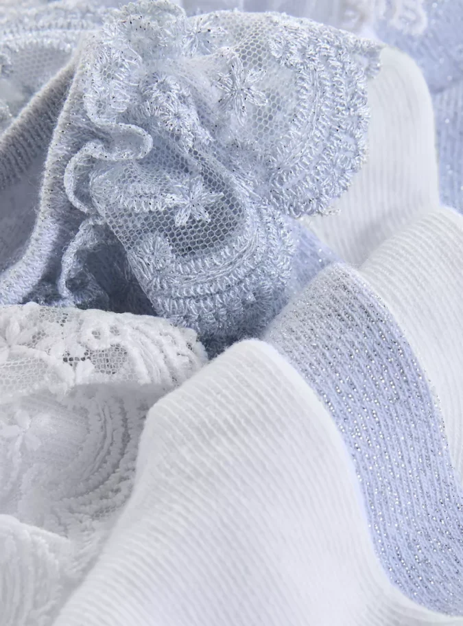 Little Missy Solid Socks with Frill Detail - Set of 2-4