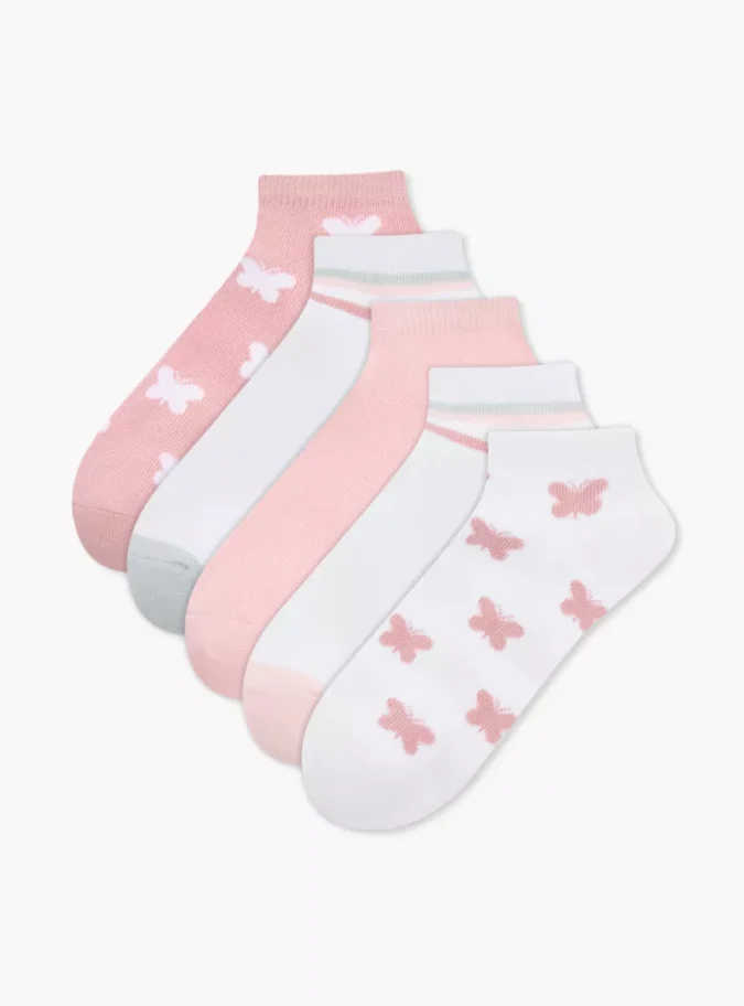 Little Missy Textured Ankle Length Socks - Set of 5 -1