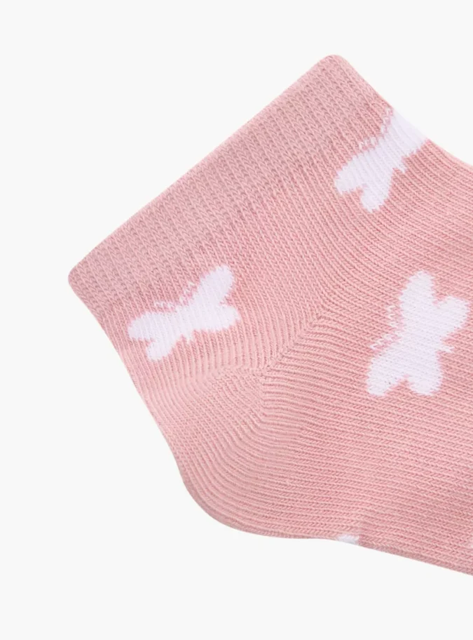 Little Missy Textured Ankle Length Socks - Set of 5 -2