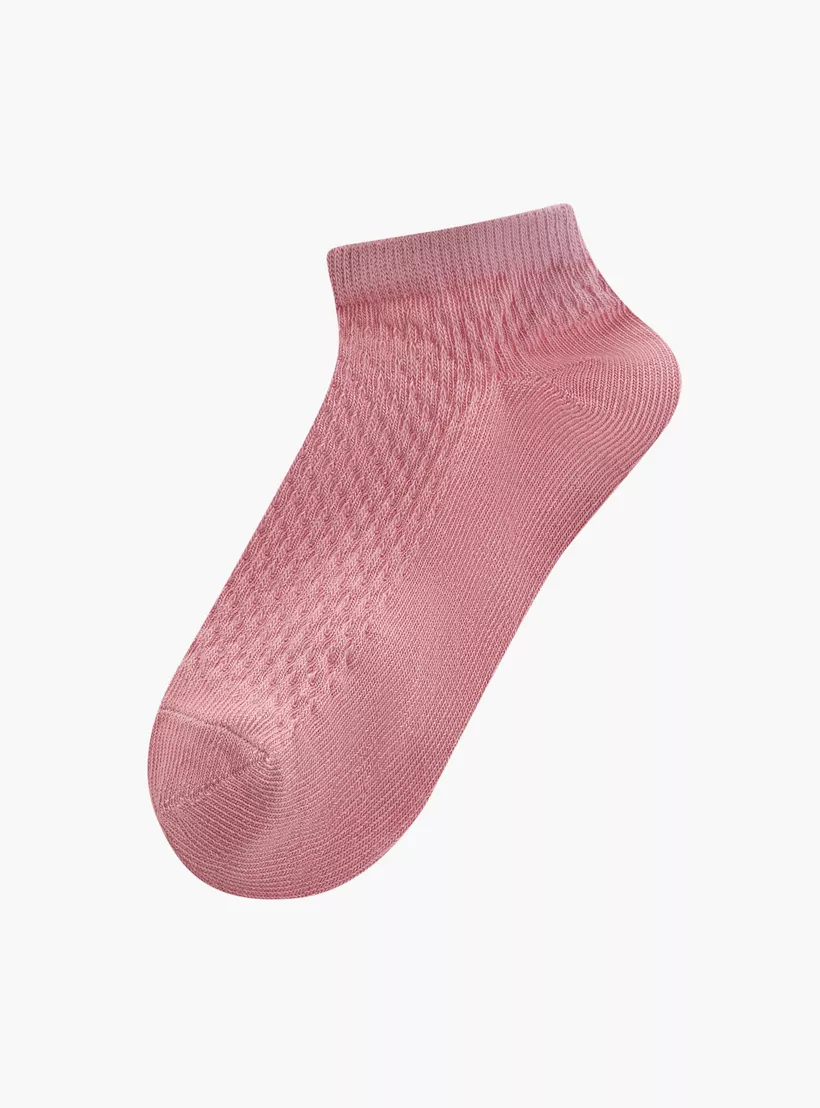 Little Missy Textured Ankle Length Socks - Set of 5-2