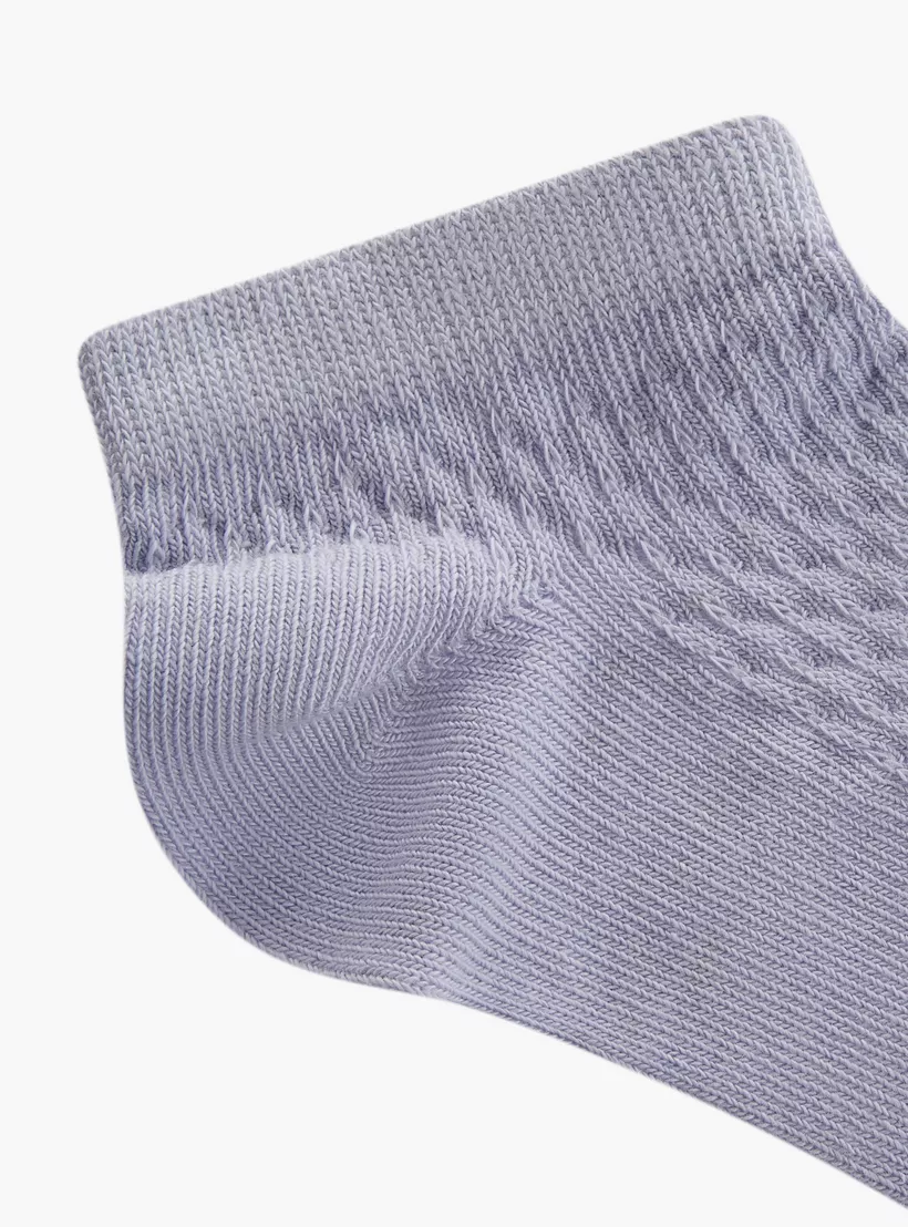 Little Missy Textured Ankle Length Socks - Set of 5-3