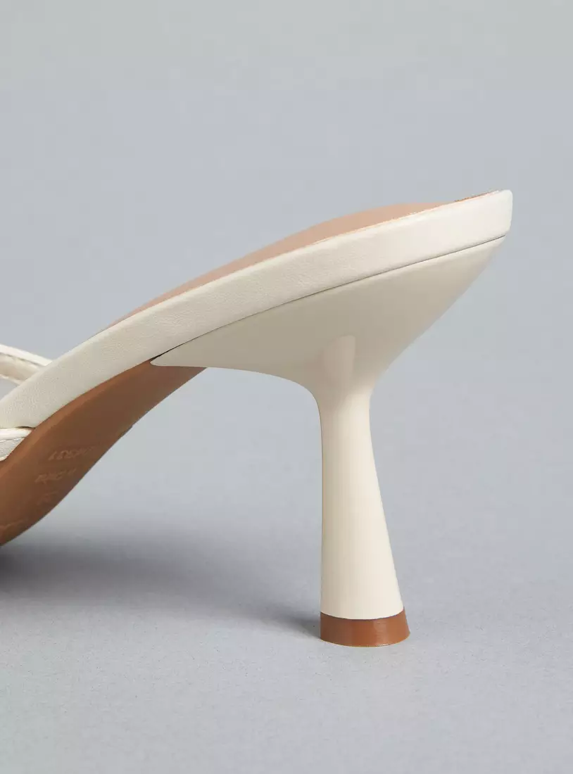 Mesh and Bow Detail Sandals with Stiletto Heels-4