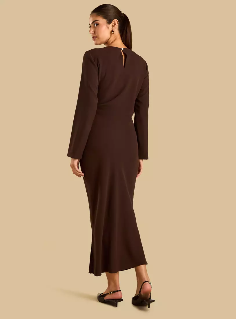 Metal Accent Dress with Side Slit-2