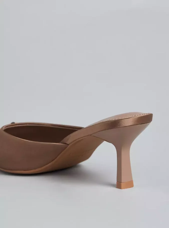 Metal Accent Pointed Toe Slip-On Shoes with Stiletto Heels-4