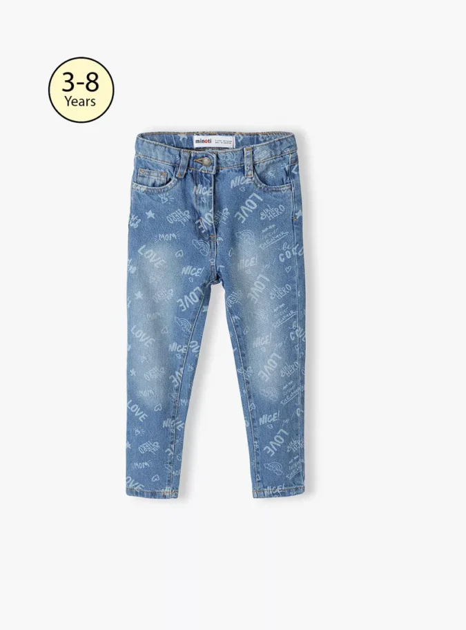 Minoti Printed Comfort Fit Jeans with Bleachout-1