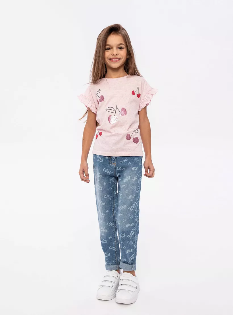 Minoti Printed Comfort Fit Jeans with Bleachout-4
