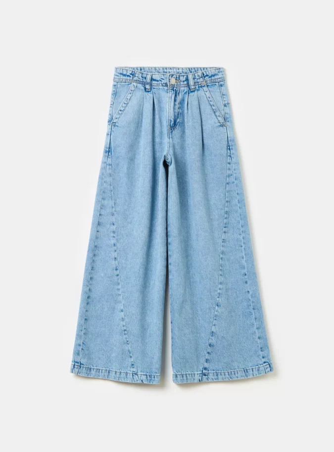 OVS 4 Pockets Solid Wide Leg Jeans-1