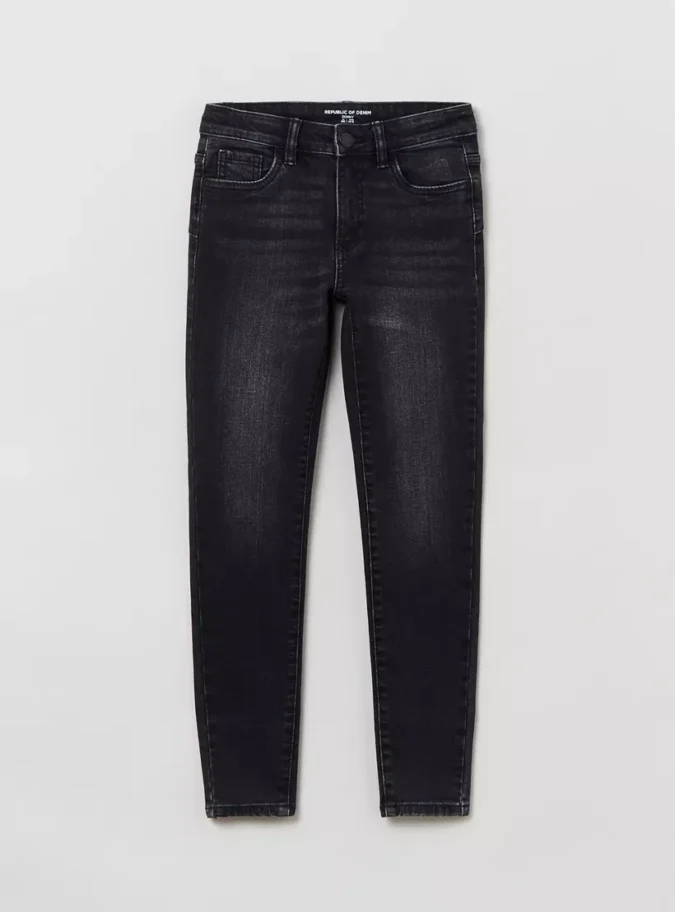 OVS Solid 5-Pocket Skinny Fitted Denim Jeans-1