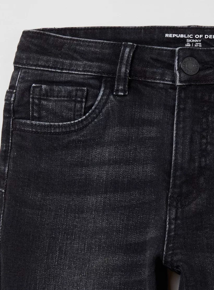 OVS Solid 5-Pocket Skinny Fitted Denim Jeans-3
