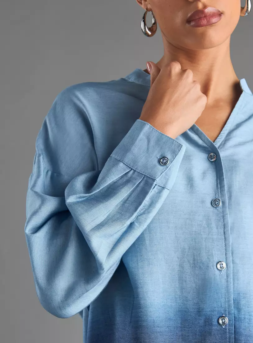 Ombre Mandarin Collar Shirt-3