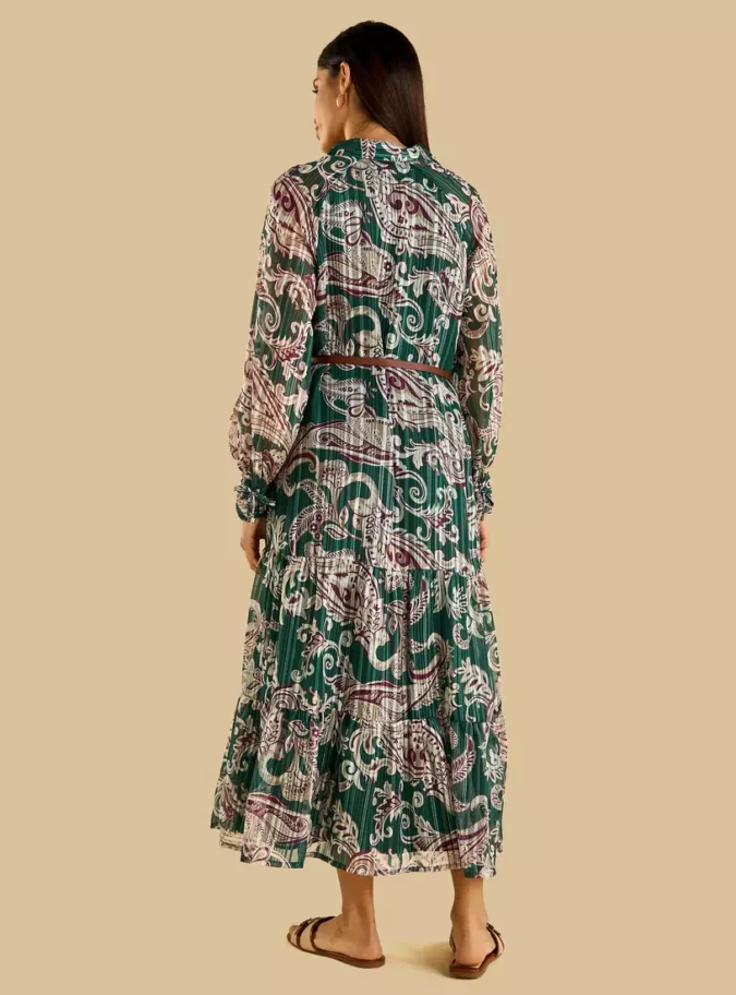 Paisley Print Belted Shirt Dress-2