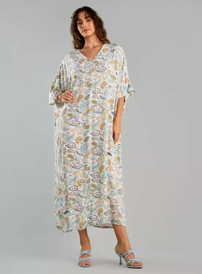 Paisley Print Kaftan Dress-1