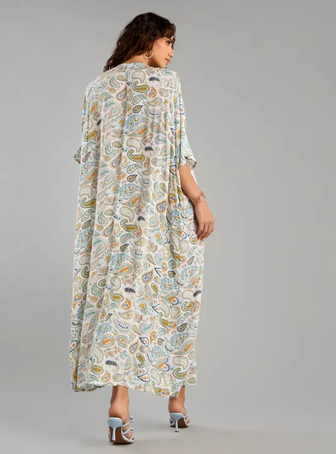 Paisley Print Kaftan Dress-2
