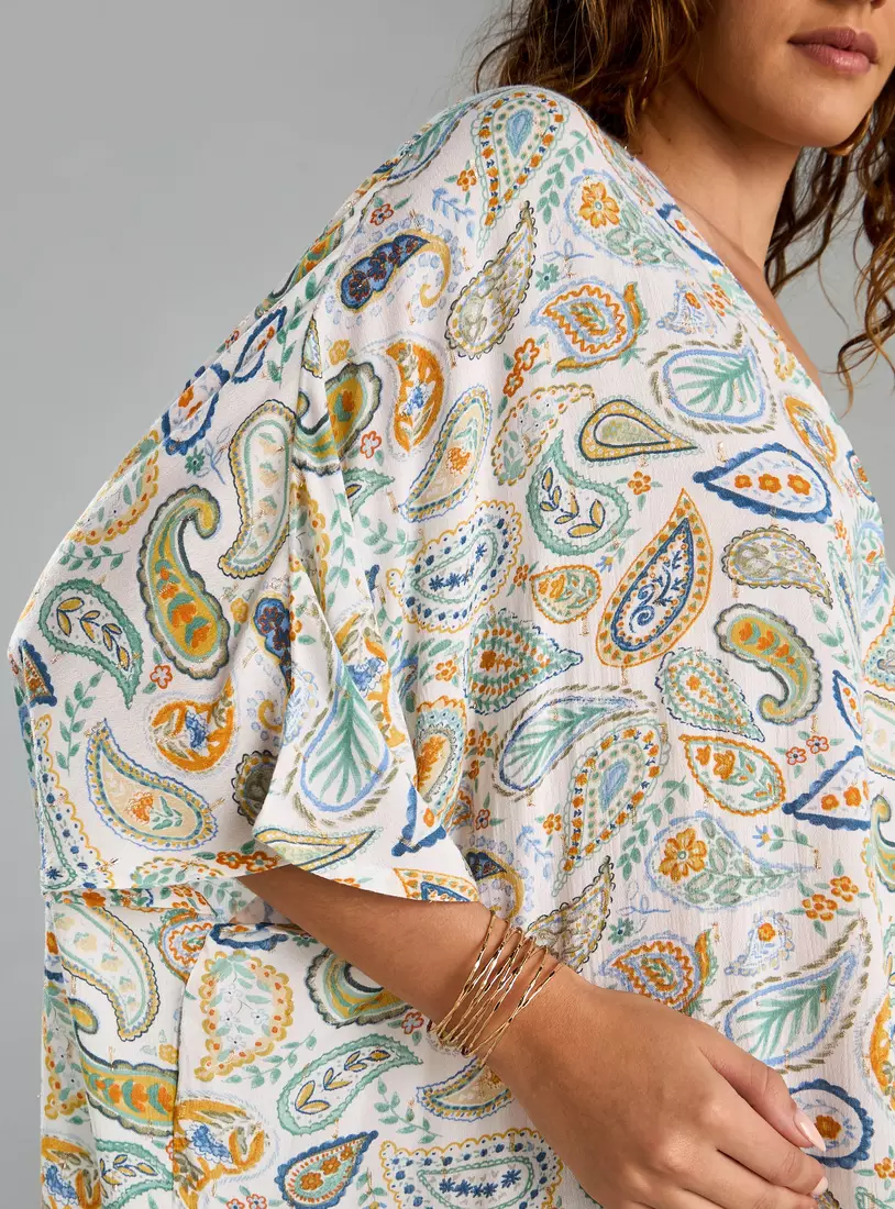 Paisley Print Kaftan Dress-3