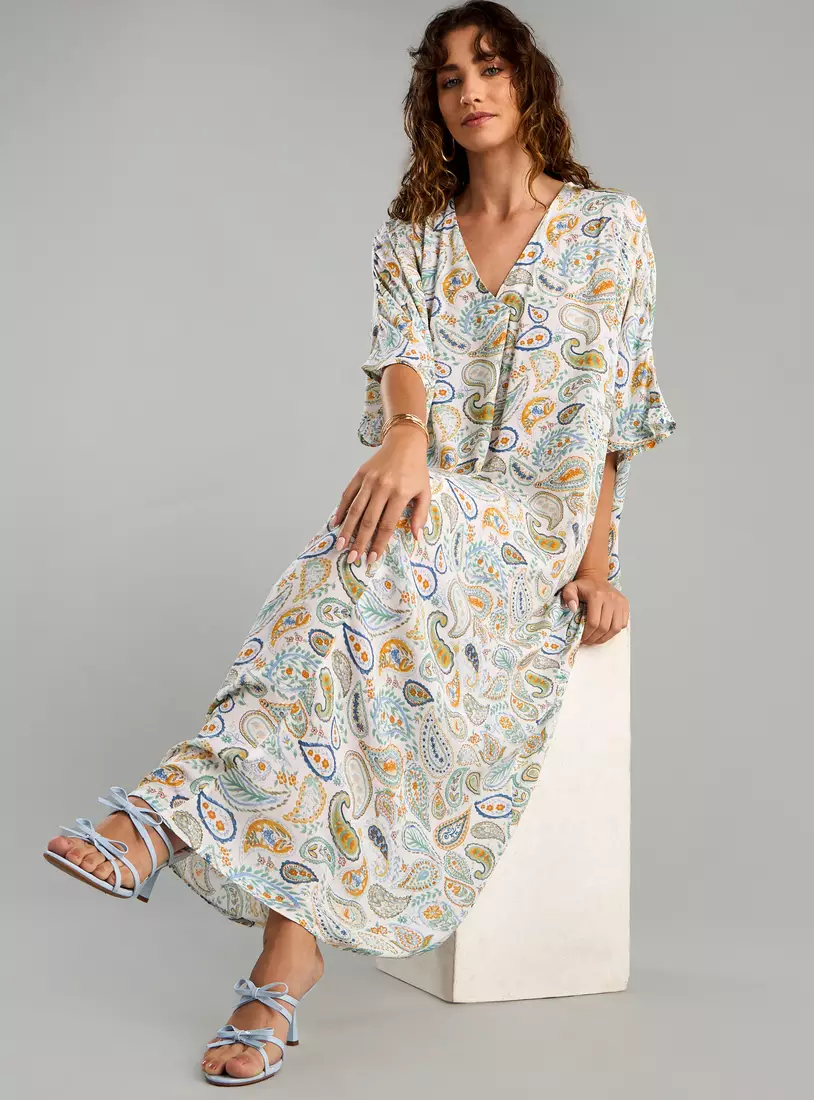 Paisley Print Kaftan Dress-4
