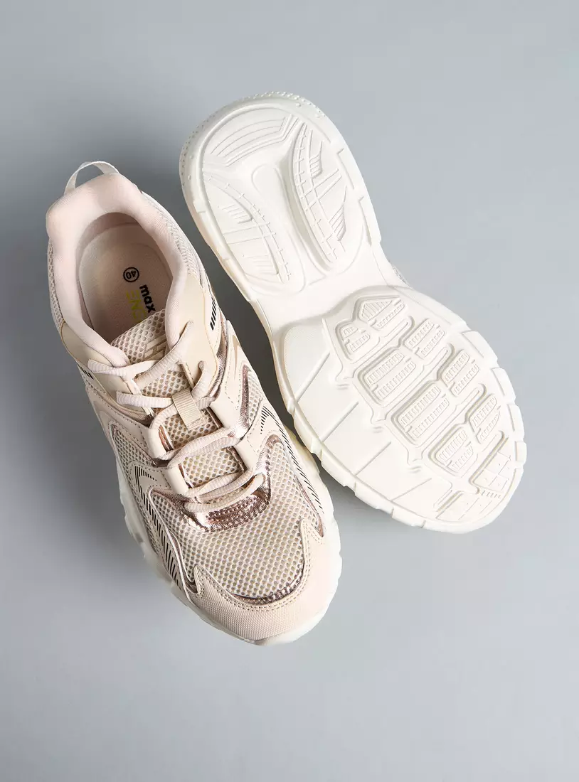 Panelled Lace-Up Sneakers-4