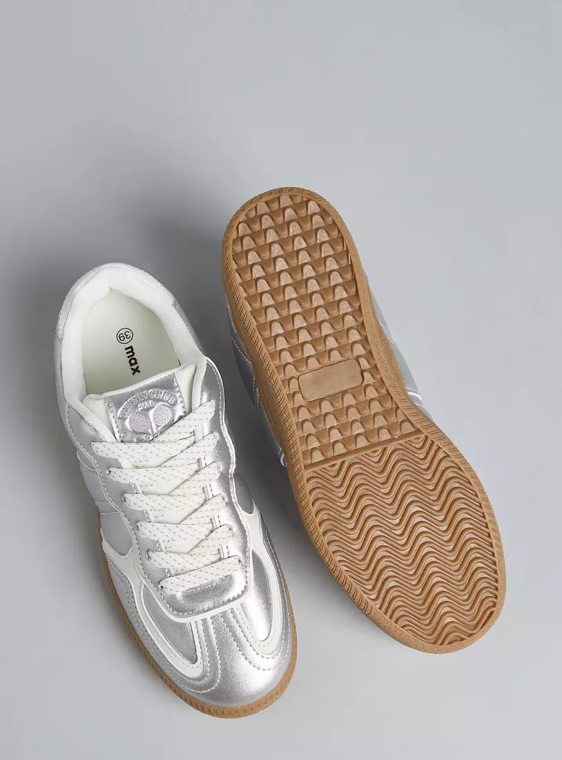 Panelled Lace-Up Sports Shoes-4