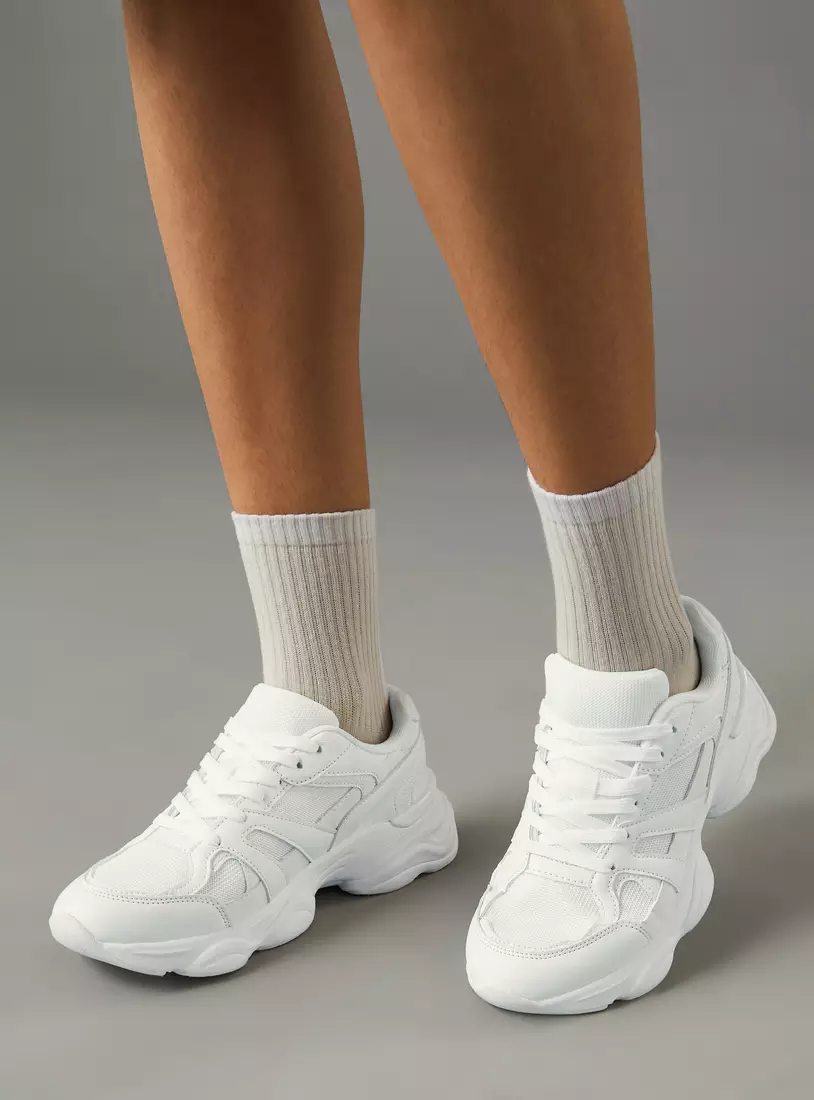 Panelled Sneakers with Lace-Up Closure-2