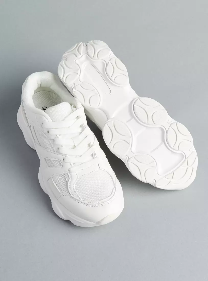 Panelled Sneakers with Lace-Up Closure-4