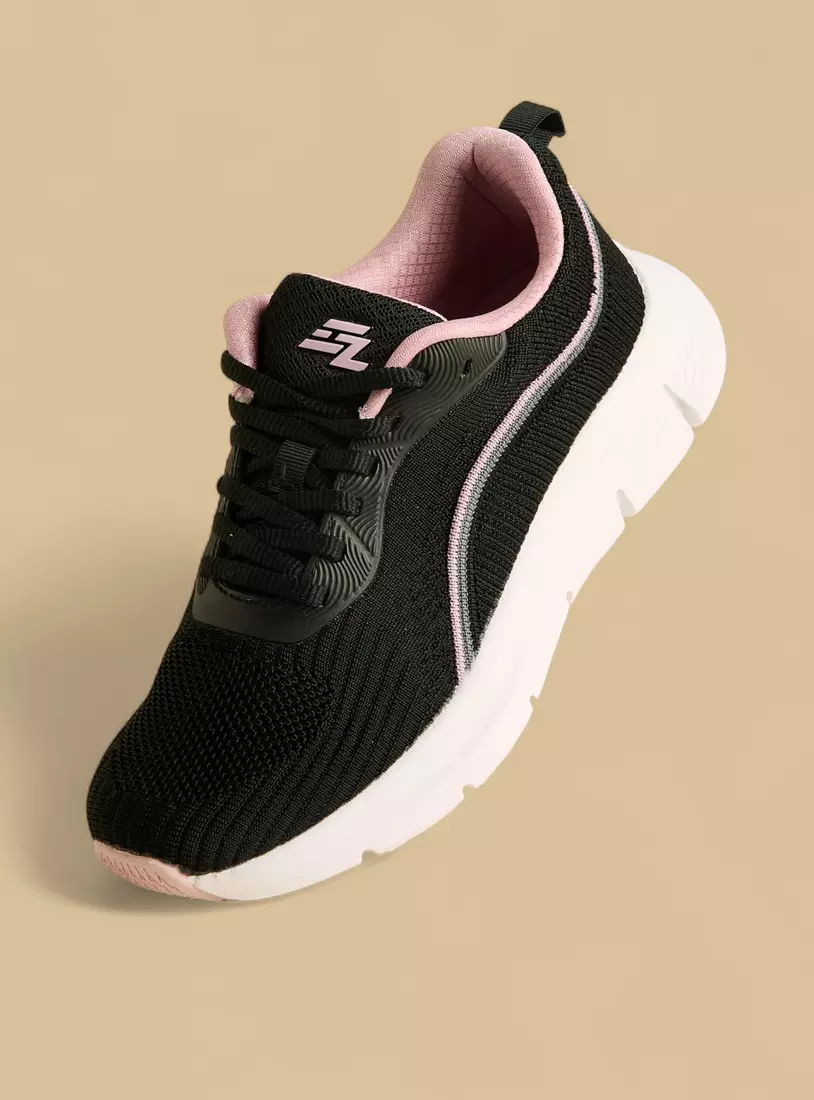 Panelled Sports Shoes with Lace-Up Closure -2