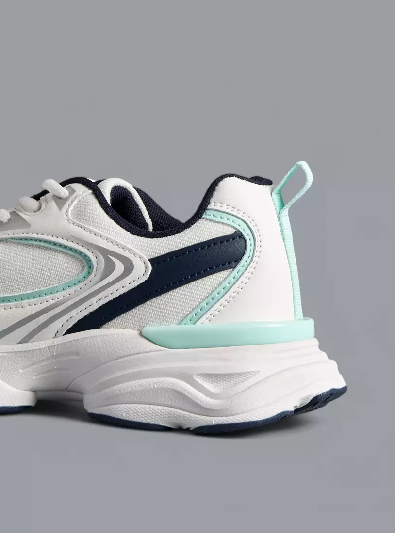 Panelled Sports Shoes with Lace-Up Closure -3