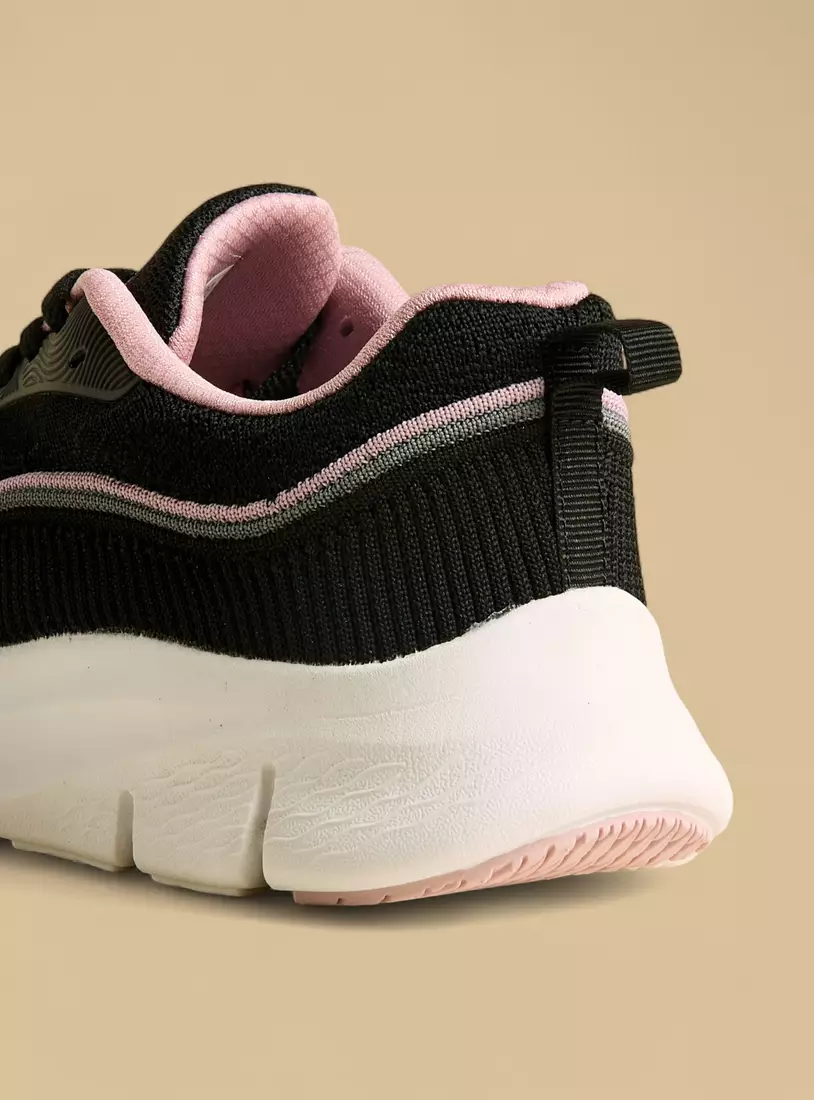 Panelled Sports Shoes with Lace-Up Closure -3