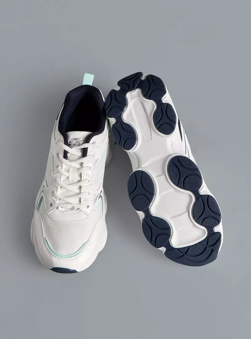 Panelled Sports Shoes with Lace-Up Closure -4