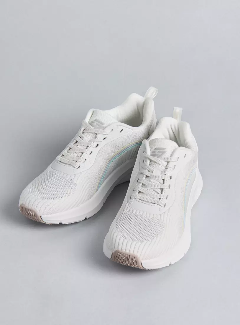 Panelled Sports Shoes with Lace-Up Closure -5