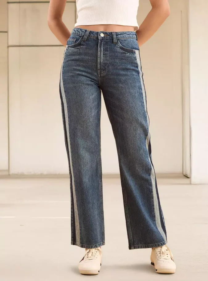 Panelled Straight Fit Jeans-1