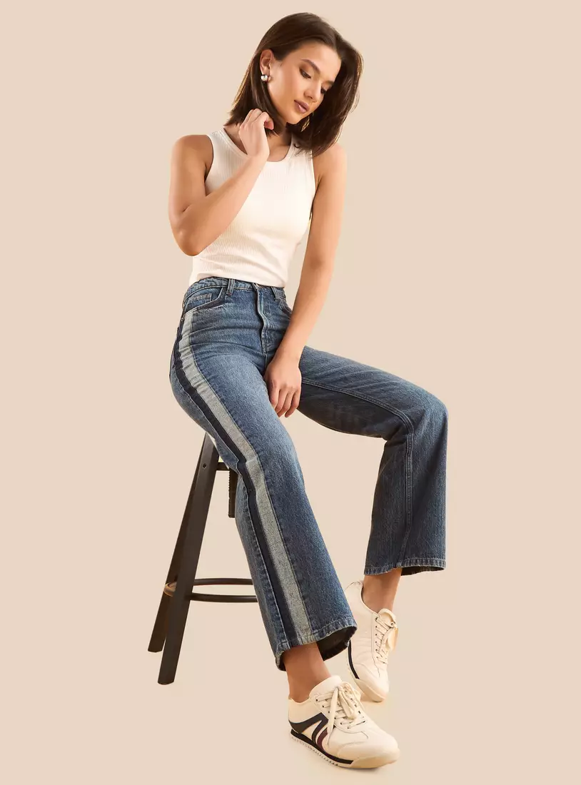 Panelled Straight Fit Jeans-4