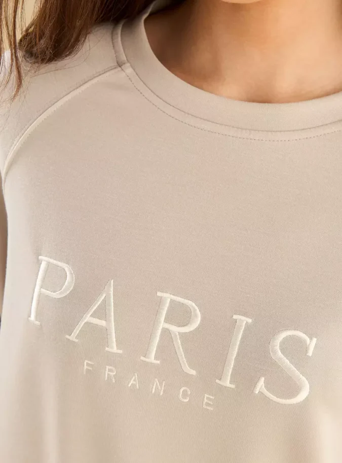 Paris Embroidered Raglan Sleeve Sweatshirt-3