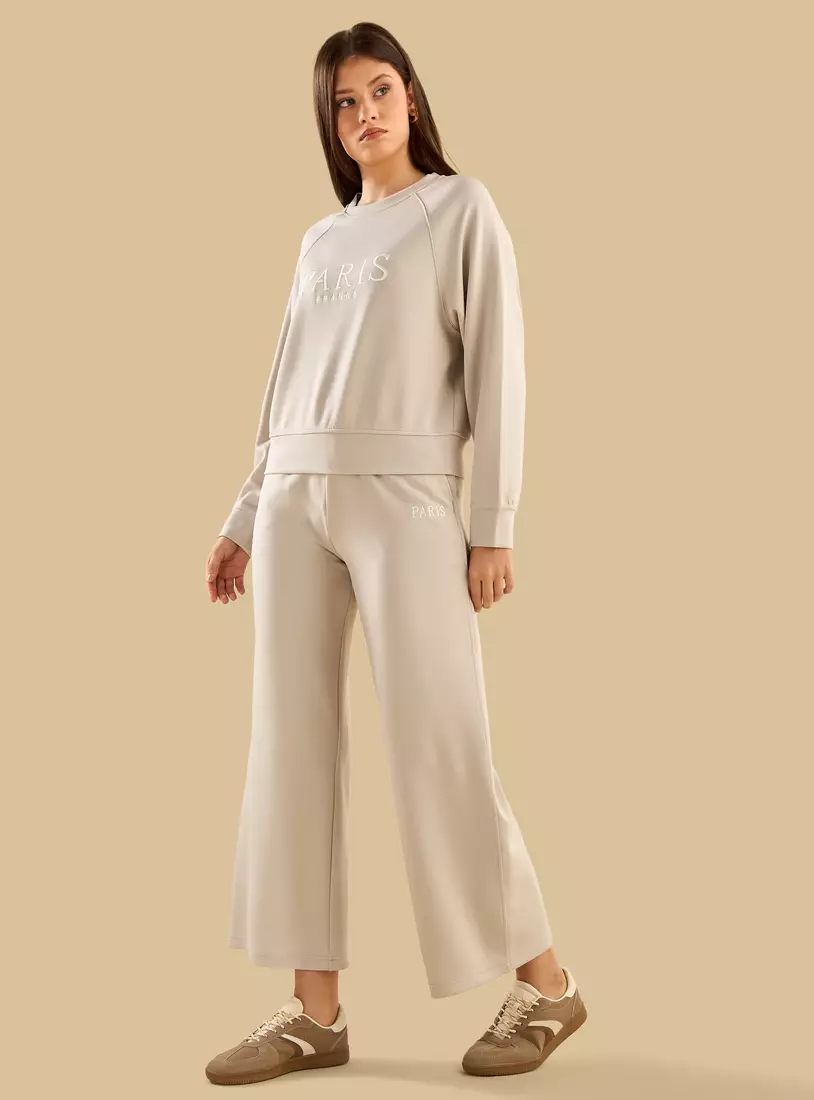 Paris Embroidered Raglan Sleeve Sweatshirt-4