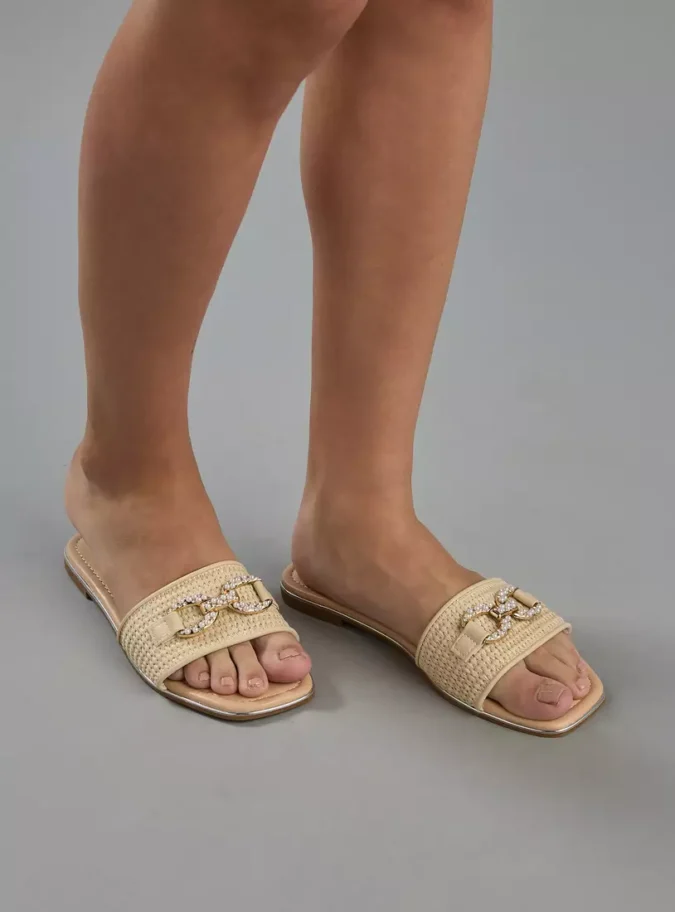 Pearl Embellished Slip-On Sandals-2