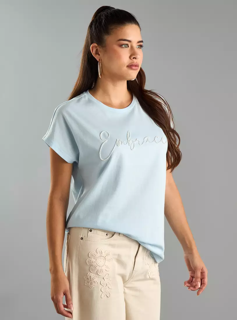 Pearl Embellished T-shirt-3