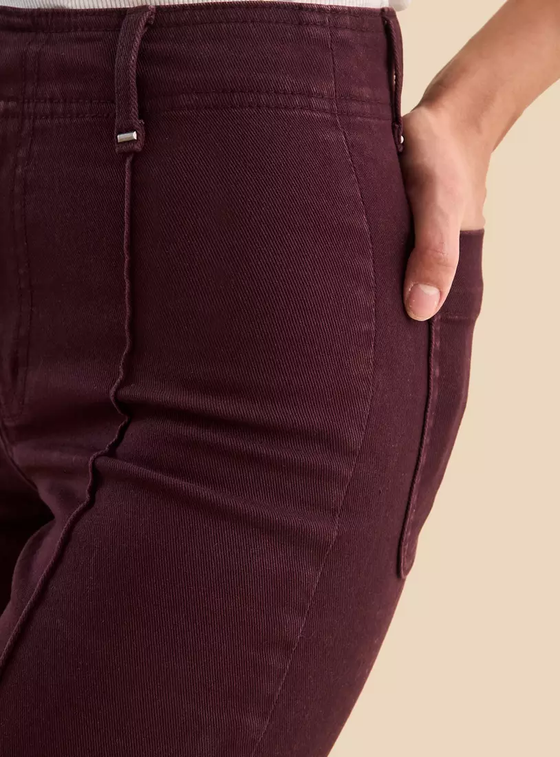 Pintuck Accent Wide Leg Jeans-3