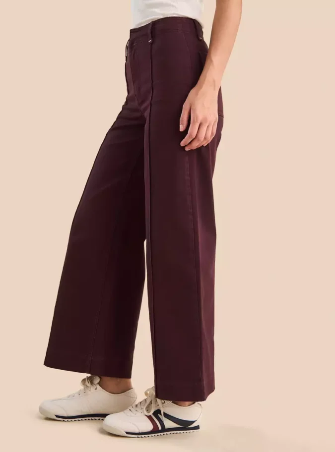 Pintuck Accent Wide Leg Jeans-4