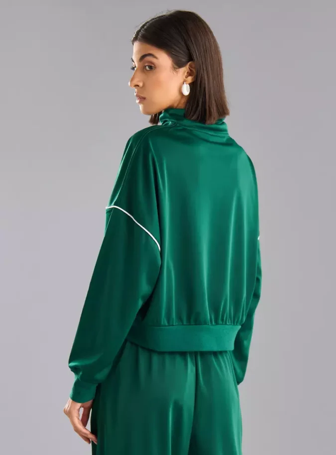 Piping Detail Zip Through High Neck Jacket2