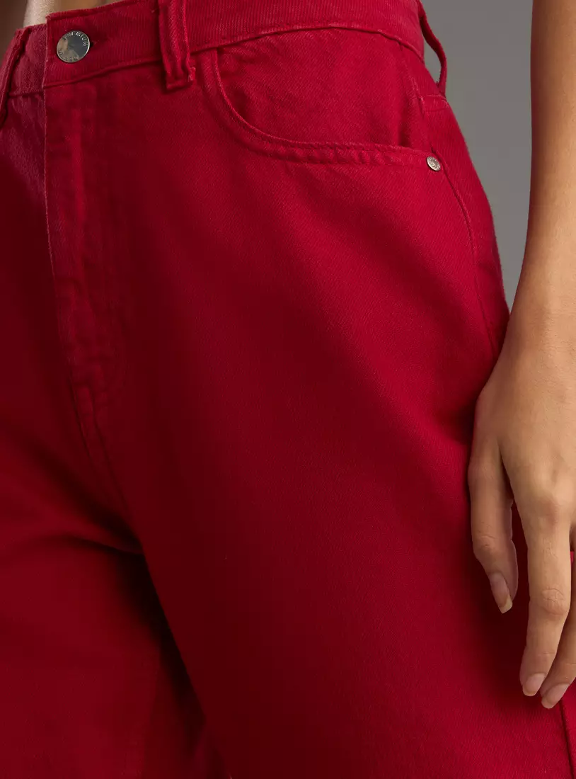 Plain Ankle Length Mom Jeans-3