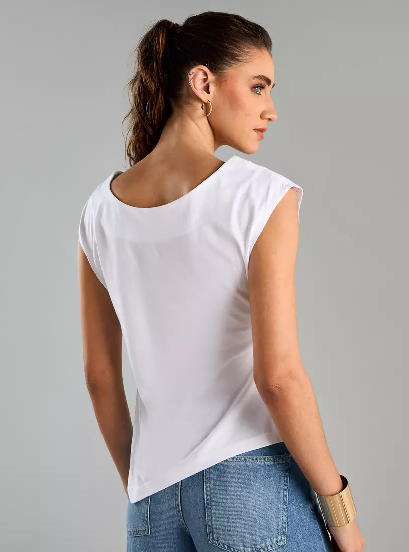 Plain Asymmetric Sleeveless Top-3
